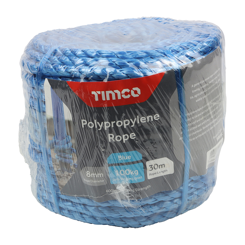 TIMCO Polypropylene Rope Coil - Blue (8mm x 30m)